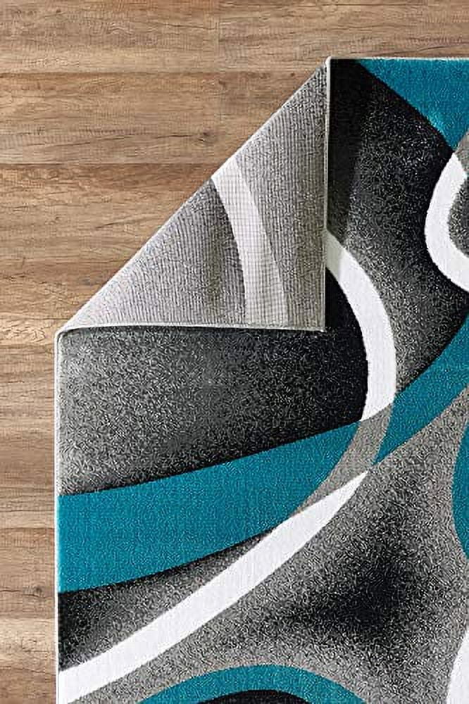 Modern Rug Accent Bedroom (Turquoise) Glory Area 4x6 4816A Contemporary Collection Grey Dining Carpet Swirls Rugs Living Sevilla Room