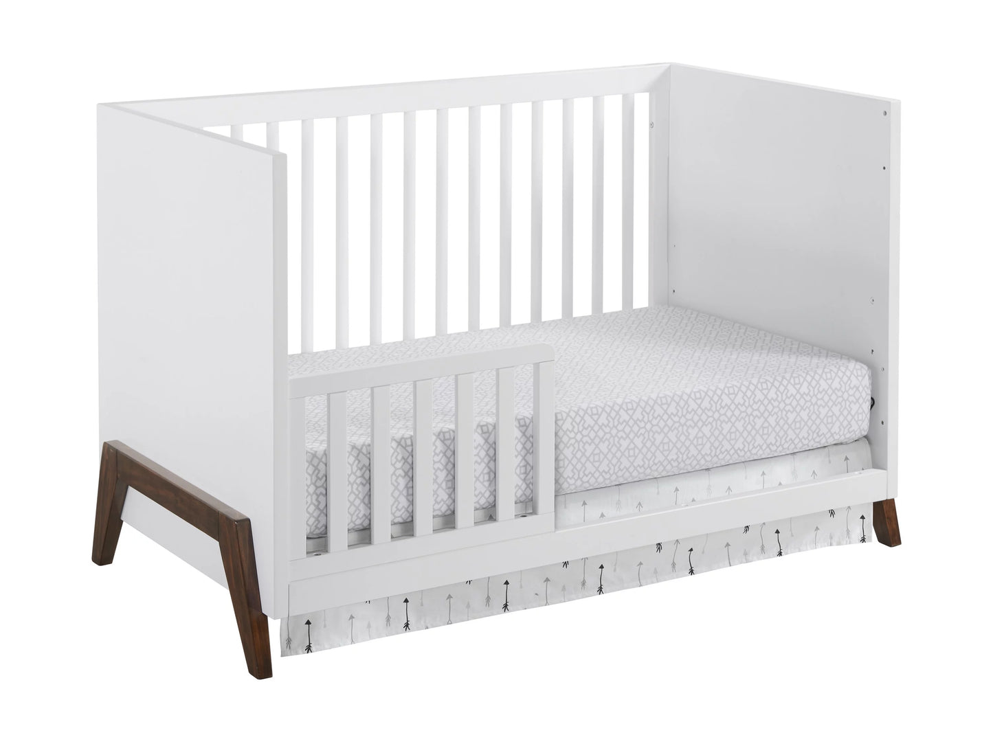 3-in-1 Crib Convertible Baby Modern Wooden Mari White & Island Oxford Crib, Walnut,