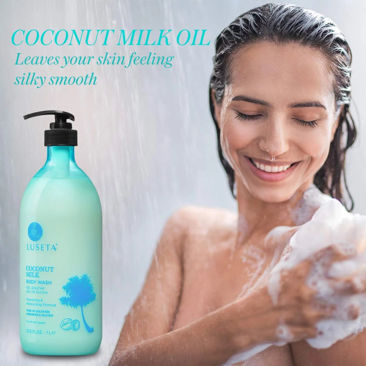 Milk for Body Wash, Skin Luseta Soap-Free 33.8oz Coconut Dry Gentle