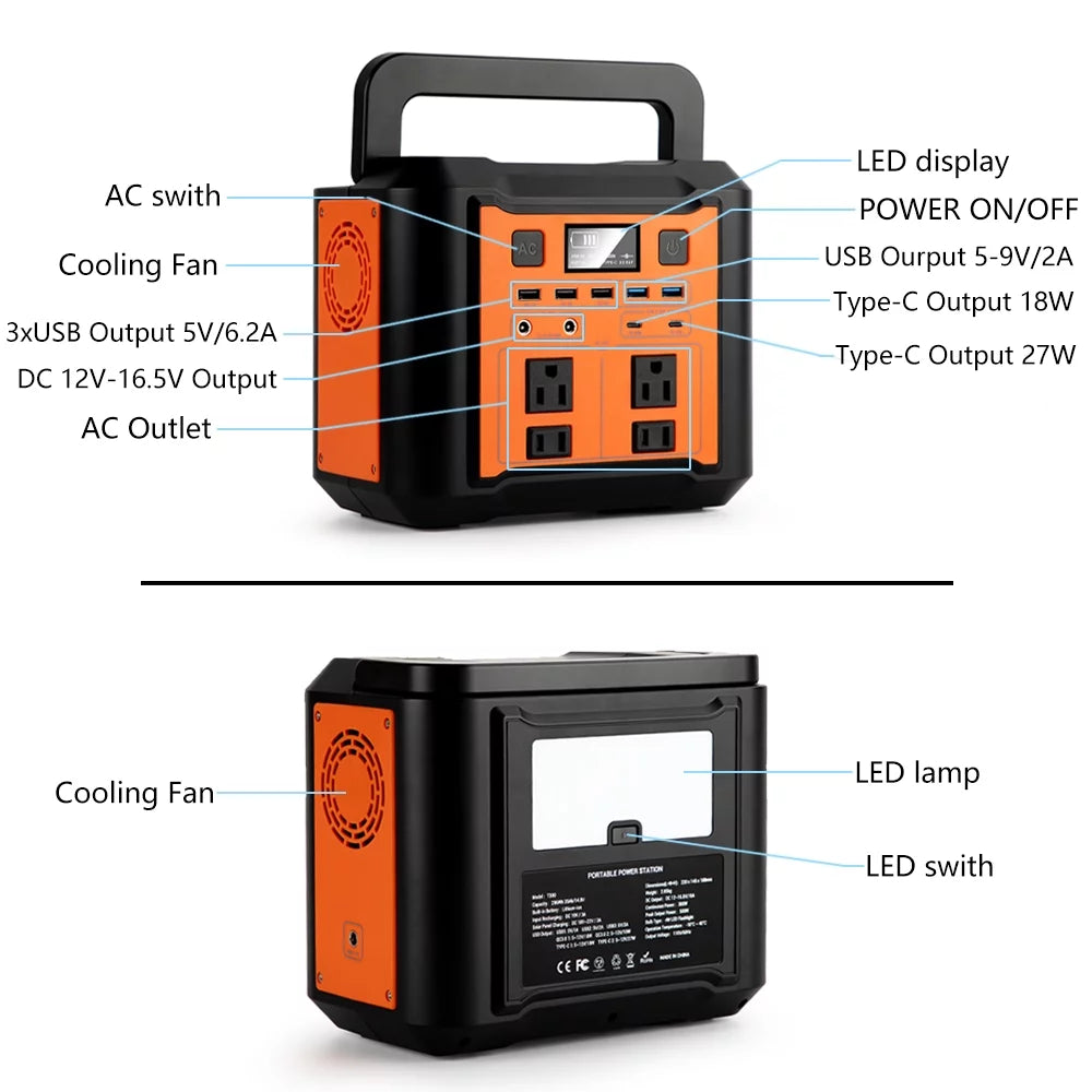 300W 296WH 80AH Power Battery Portable Station Generator Lithium Solar