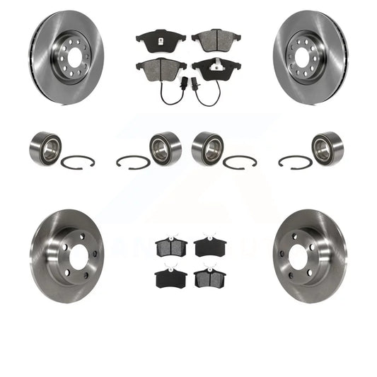 Audi Kit - (10Pc) Auto With Quattro Semi-Metallic Piston Front Caliper And Allroad Rear Single Rotors Disc Transit Wheel Bearings For KBB-106855 Brake Pads