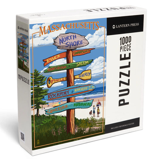 Piece Puzzle, Destinations Jigsaw 1000 North Press Shore, Massachusetts, Sign Lantern