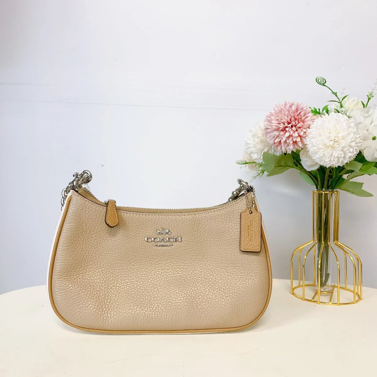 CA173 IN Coach Beige In Sandy Teri Bag Multi Silver Colorblock Shoulder