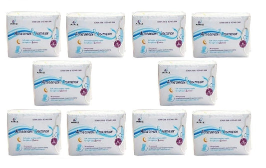 10 Night -(80 Ion Sanitary For Sanitary Napkin/Pad Active Pack) Relax Cotton Pads Oxygen Use Soft In Napkin & Airiz Negative