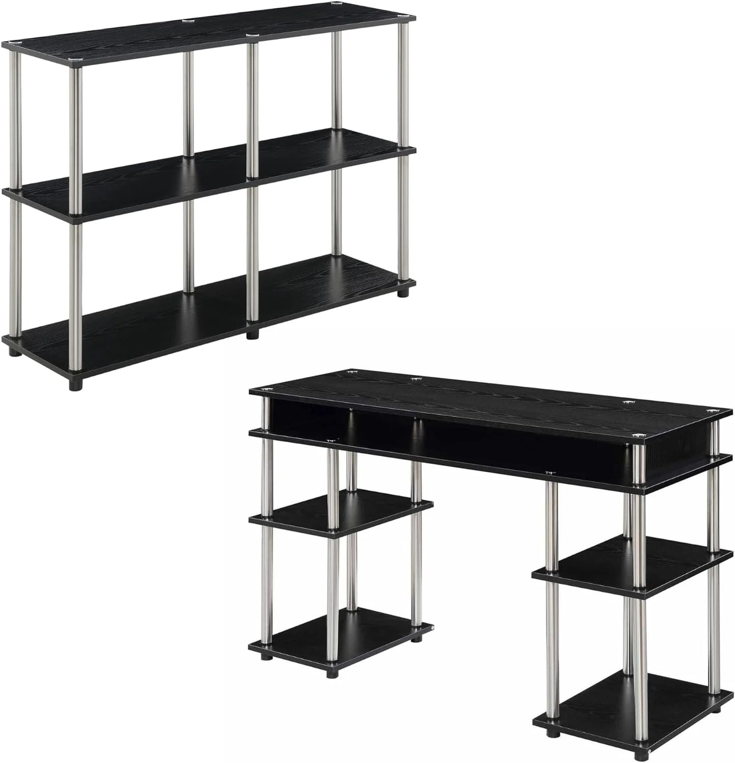 No Designs2Go Home HOZO Black Tools Organization, (Desk, Contemporary Table), Modern Office Study, Console 2-Piece Set