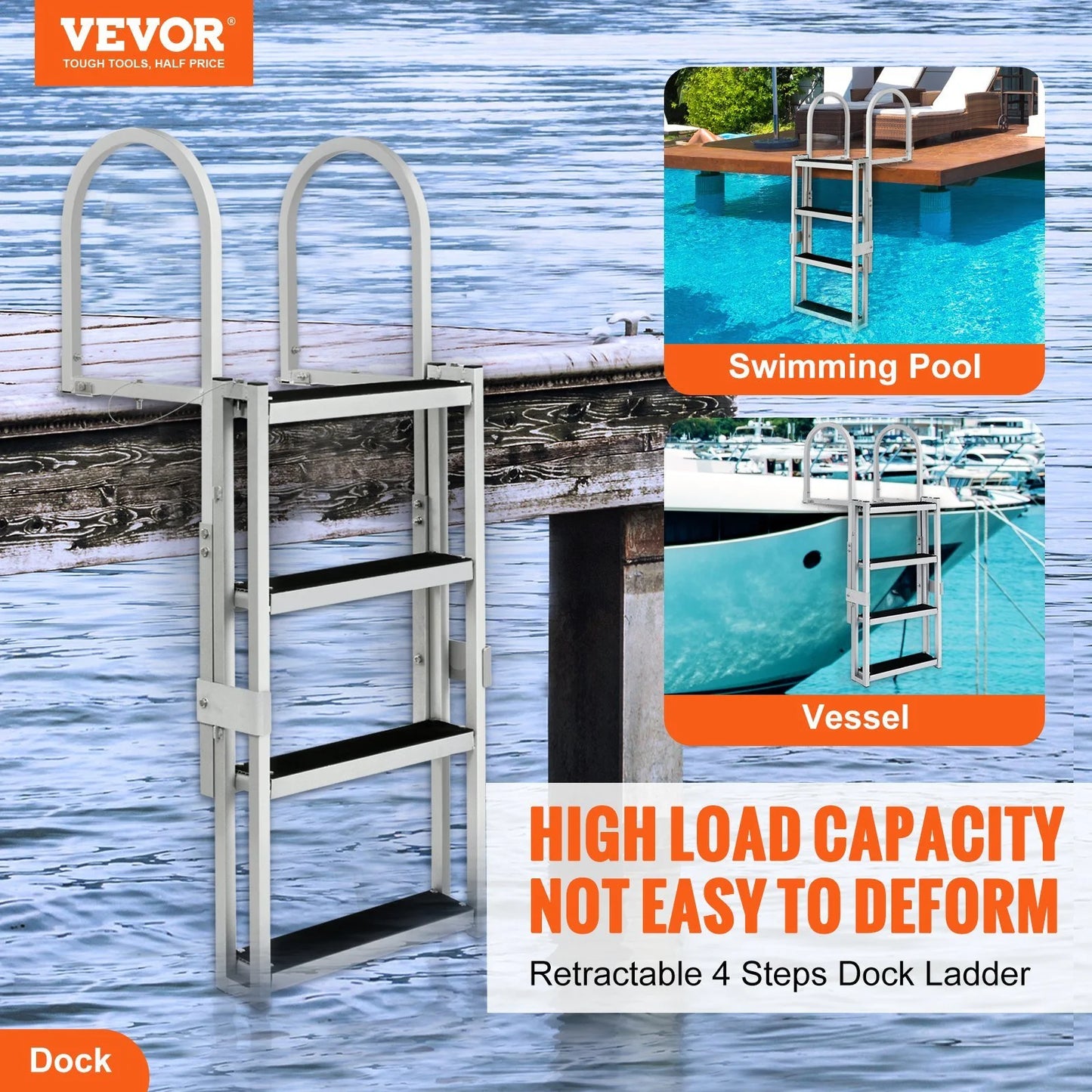 Load Steps, Capacity Retractable Dock 4 lbs Vevor Ladder 350