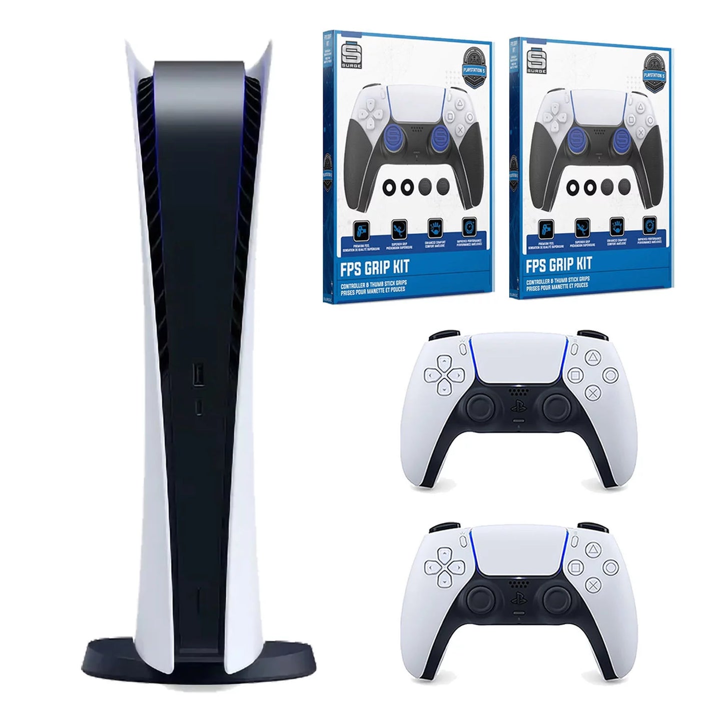 5 FPS Console Surge Bundle White Kit Digital Controller Playstation and Grip 2x with Sony Edition Extra