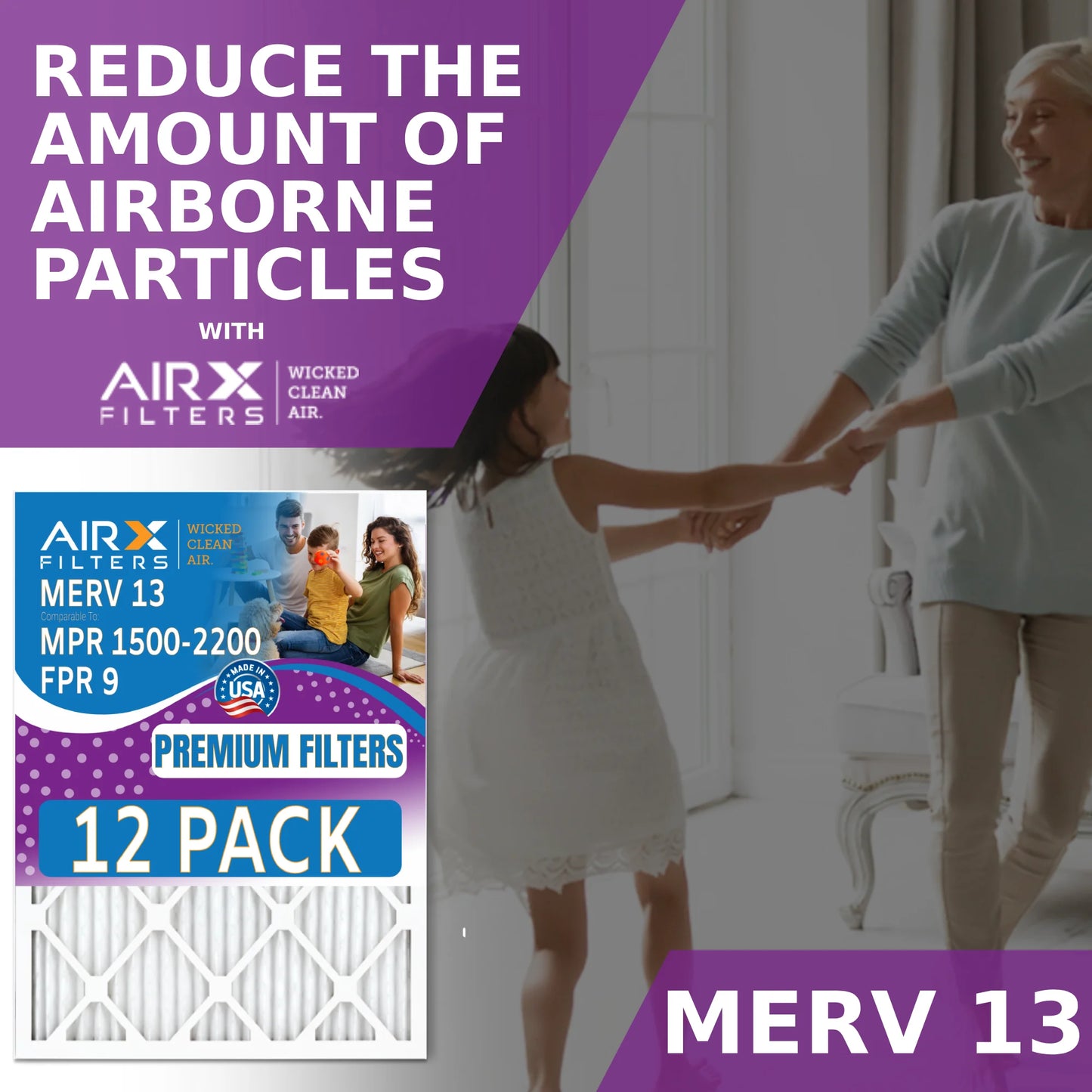 to in by Made 2200 - Filter FILTERS MERV CLEAN Filters USA AIRX 9 WICKED Comparable 12 1500 & Pack AIR. of 13 MPR Air 16x16x1 - Rating, Furnace FPR