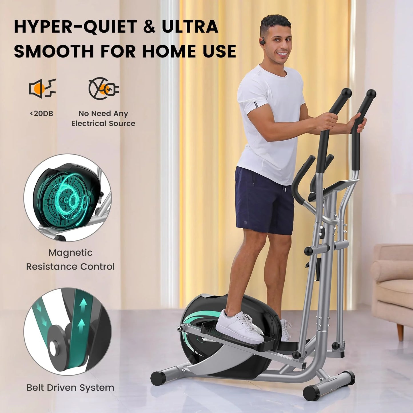 265lb Neche for Fitness Home Gym Equipment Magnetic Elliptical Trainer Cardio Machine, Workout Elliptical