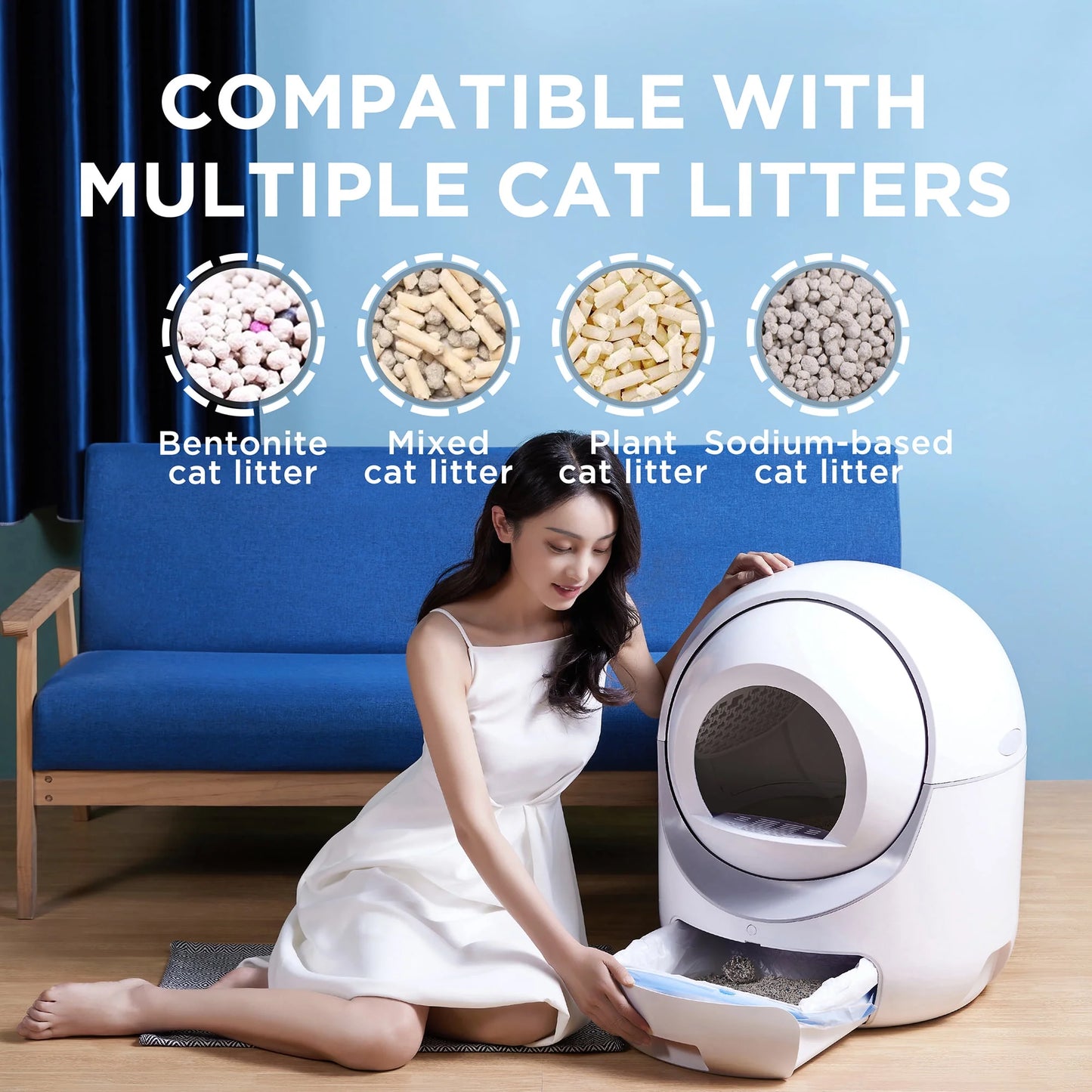 Litter Cat Smart Litter Cats App Multiple WiFi Control, 5G & Cleaning Litter Box, 2.4G Robot for Self Automatic Box, Support