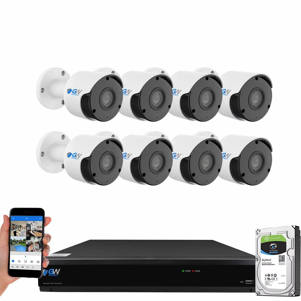 Security Drive Camera 8 Cameras, System Face/Human/Vehicle AI CCTV 4K 2TB Outdoor AI with Playback, x Alert 8MP DVR Detection, Hard Channel Security 8 Microphone and & Smart 8MP Home 3840TVL GW