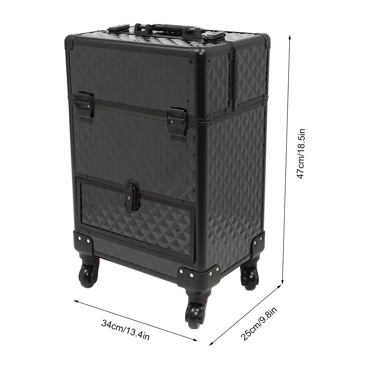 Case Cart Luggage Manicure Makeup Wheeled Trolley Storage Case Cosmetic Salon Train Rolling Aiqidi Box Organizer Trunk Nail Black