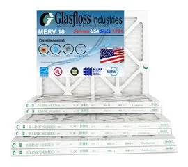 19.5x7/8 18x20x1 - MERV Size: - Glasfloss Made 10 Air x -Qty:12 USA Furnace inch) Filter - (Actual in 17.5