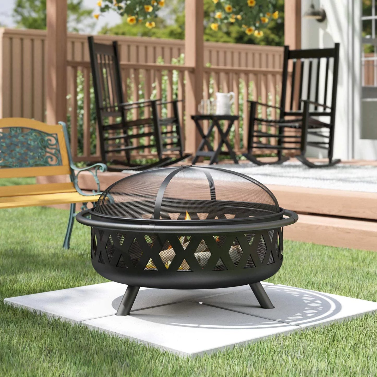 Pit Grill & Campfire Outdoor Portable Burning Wood Pit Fire Clover