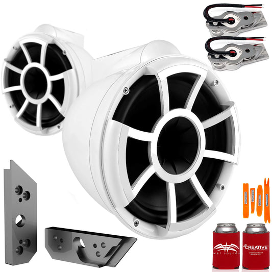 REV10W-SBM Sounds G5 White with Tower Swivel Wet Malibu Speakers Adapters Tower 10"