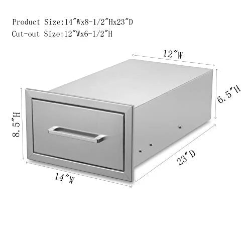 Single 8-1/2"H x for Drawers Kitchen Kitchen BBQ Island Drawer,Flush W or D Mount x Stainless Outdoor Outdoor yuxiangBBQ Steel,14" 23"