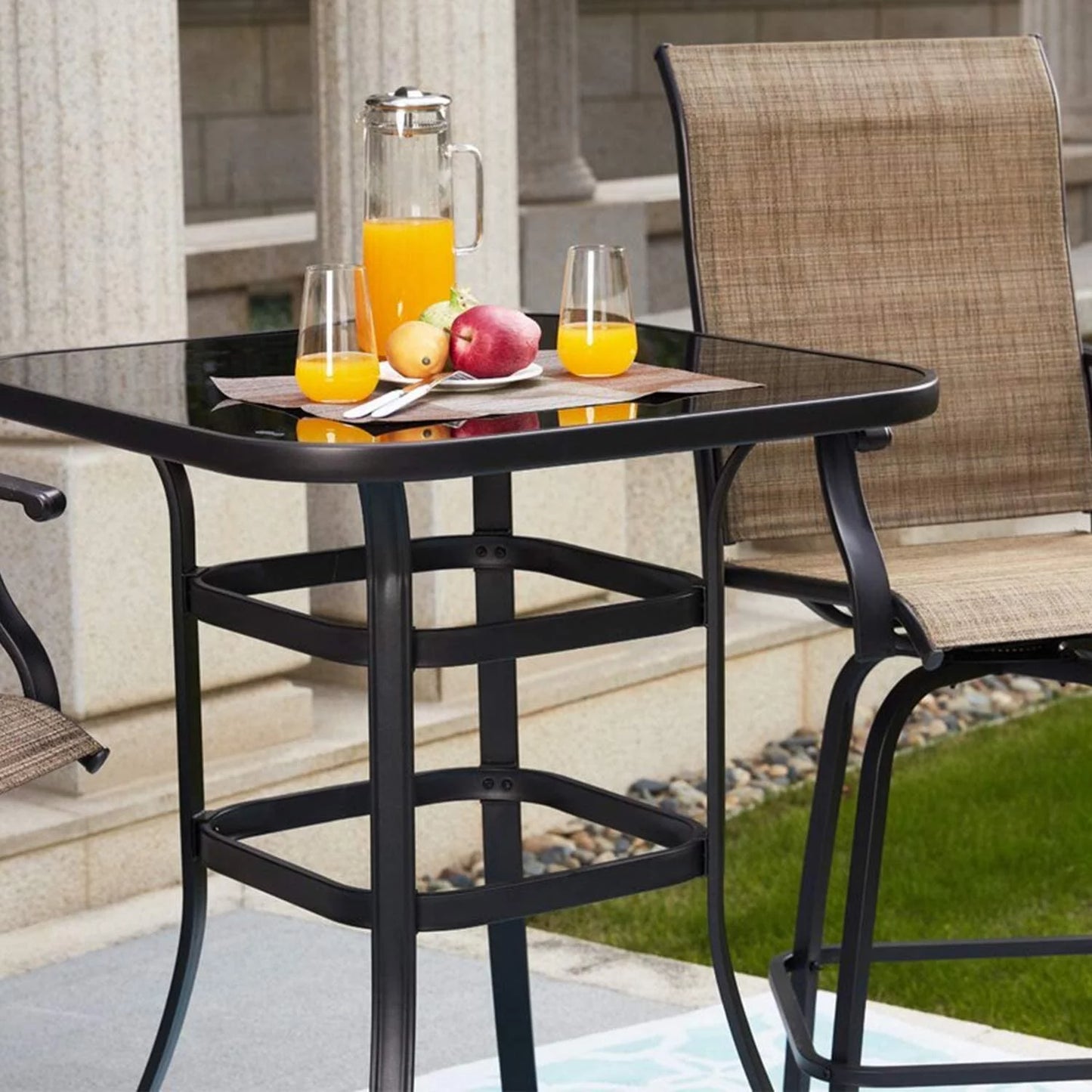 Bar Abigail Frame Table Designed Tempered With Elegant Glass Still