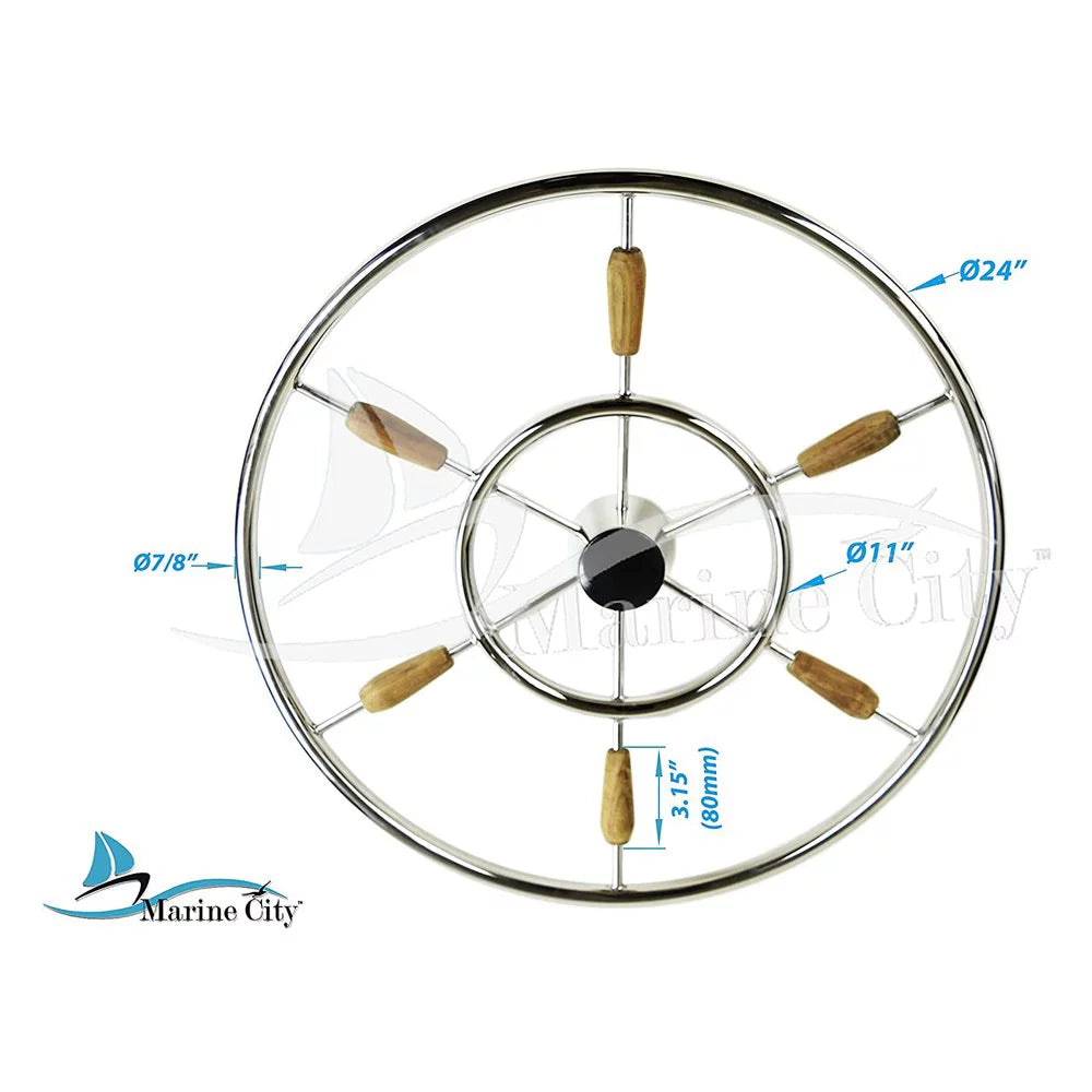 Sail-Boat Wheel Steel City 304 Marine Stainless inch Steering 24