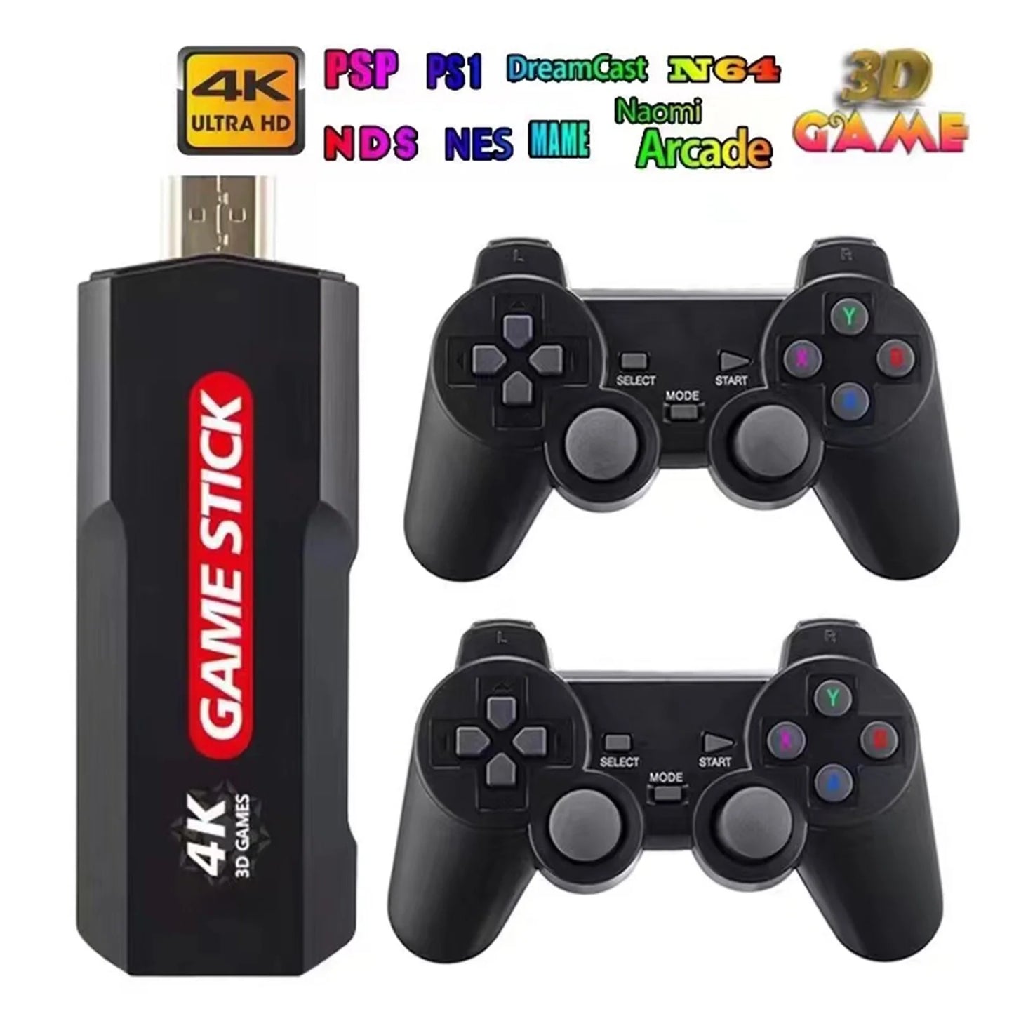 Double Games,128GB Console, Upgrade Retro Wireless Game Wireless Controller,30000+ X2 Console Stick Retro Games Plus