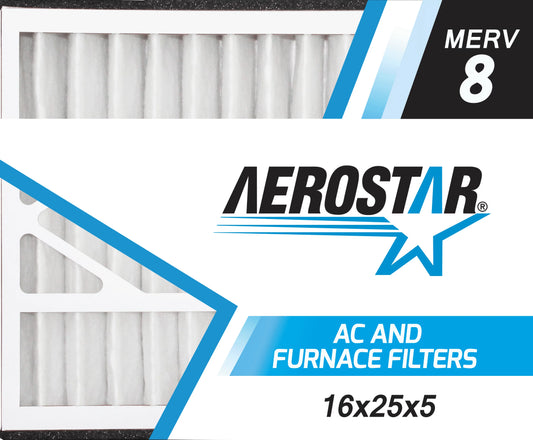 16x25x5, of Bear Pleated Air Replacement Box Filter, Aerostar 2 16x25x5 Air 8, MERV