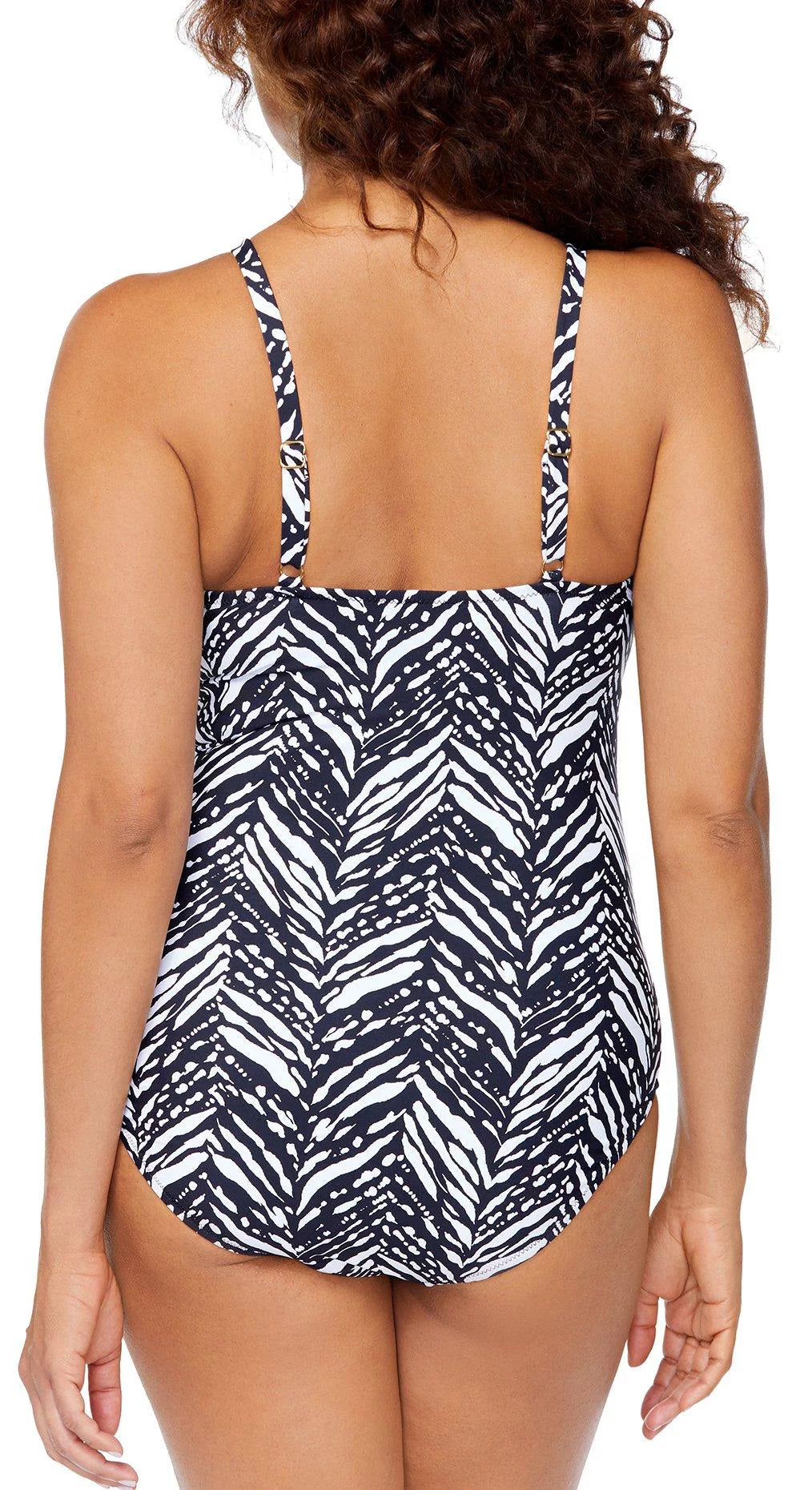 6 Kalahari Leilani Womens Poolside Black/white Piece One Swimsuit