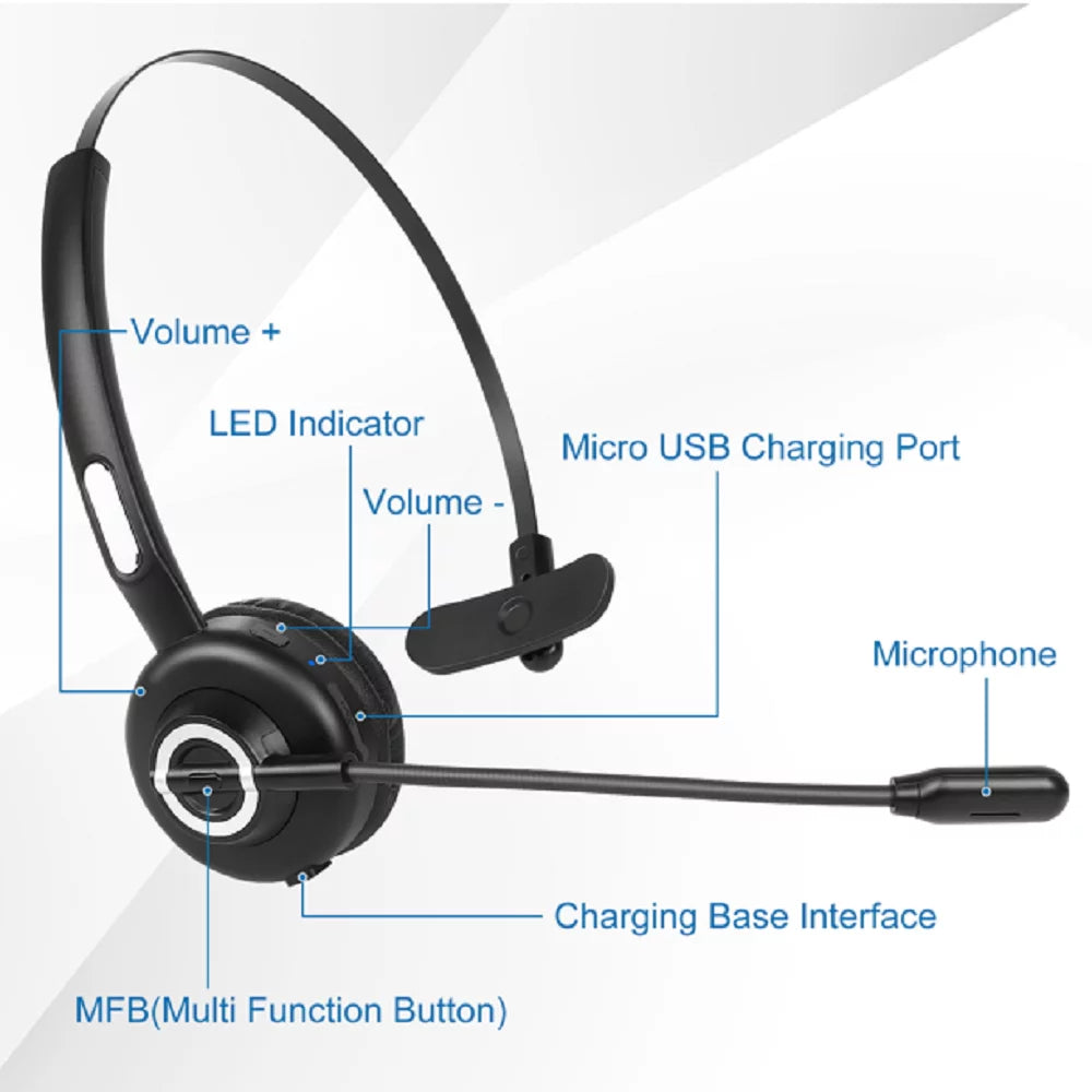 with UX-M97 Wireless 3 Headset vivo for Dock Bluetooth Function Wireless Comfortable Phone Cell With Mute Isolation NEX Microphone, Headset, Charging Base Noise Headset Mic with Charging