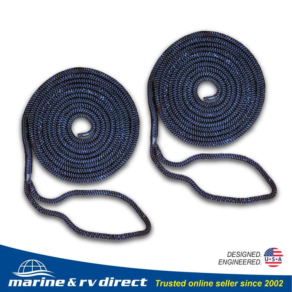 Dock Mooring 15 Nylon BLUE PCS Inch Strand Double Dock Line 1/2 FT Rope Line Boat 2 Braided NAVY 16