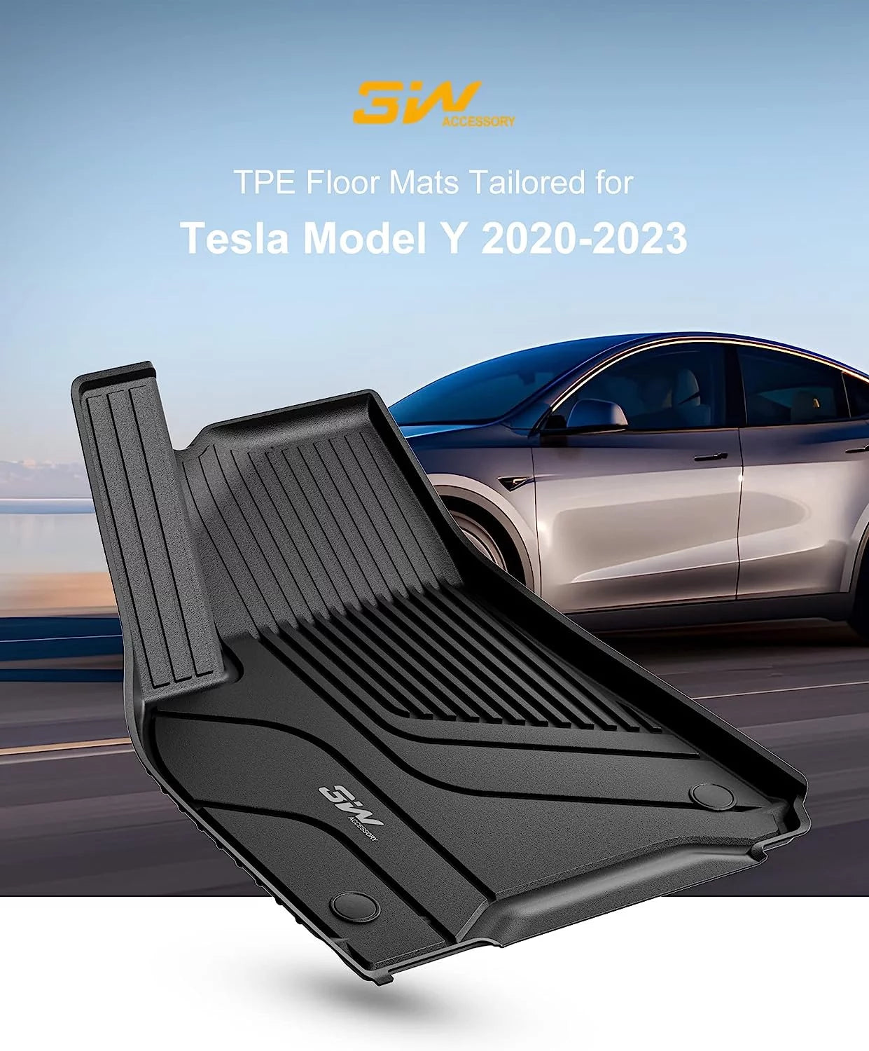 Mat Y & Y Model Mats 5-Seater Mats Storage Full Floor Model Car All-Weather and Tesla For for TPE for Mats Mats Fit Liner Tesla 3W and Black Cargo Floor Tesla Custom Trunk Set 2020-2023