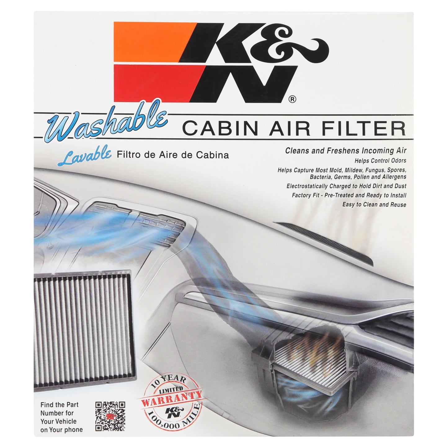 Acura Reusable & 2003-2008 PILOT, VF3004 HONDA K&N for Incoming Cleans Honda, Air HONDA your Air and Filter Washable Fits 1999-2004 select: ODYSSEY Cabin Freshens