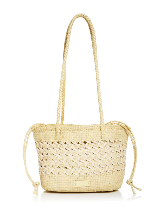 Women's Purse Strap CALAJADE Beige Handbag Tote Woven Double Flat