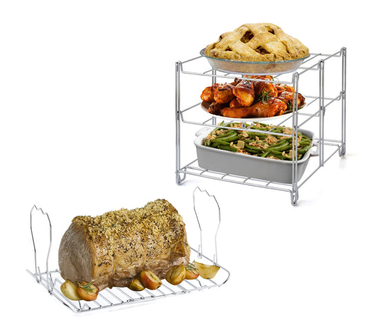 | Oven Baking Rack Space & (1) Roasting Lifter And & Turkey Saving | Rack Includes 3-Tier Tasks Oven (1) Turkey Rack Roasting Collapsible Multiple Lifter For KOVOT Oven Rack