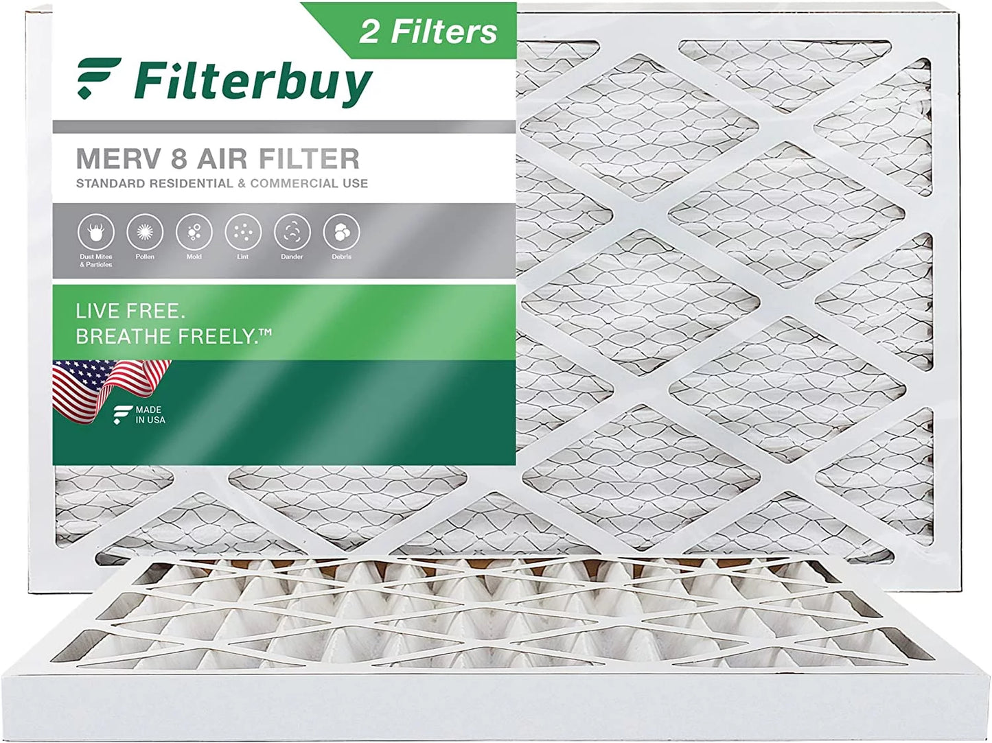 (2-Pack) Air Furnace Filterbuy MERV AC 12.5x21x2 HVAC Pleated Filters 8