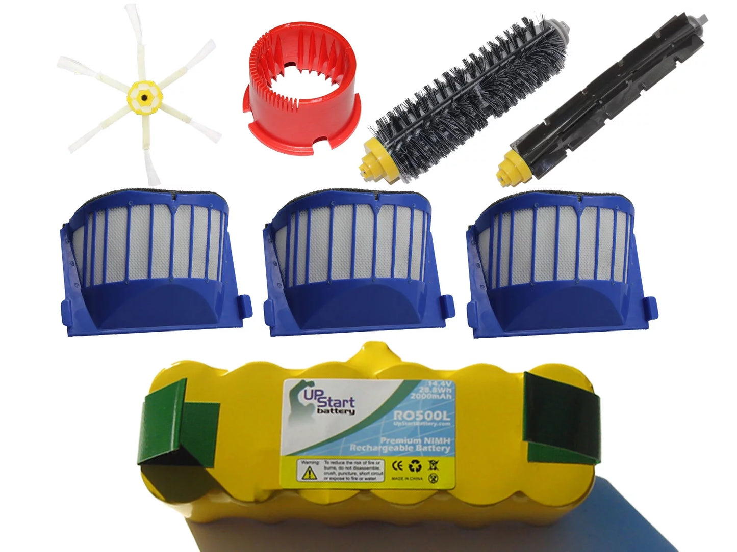 Brush Brush Tool Battery, Battery, Filter, AeroVac and Brush 1 Kit Roomba Beater Brush 1 1 1 and 1 Brush, - Bristle iRobot Tool Filter, Includes , 620 , 6-Arm Beater 3 Brush, 6-Arm Bristle