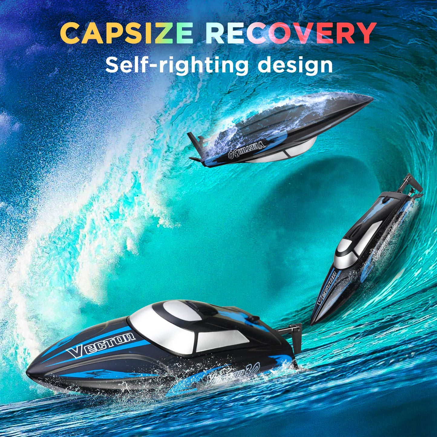 Controlled (Dark Pools Remote for Boat & Righting Self Remote Kids Fast W/Extra Adults, Boat Udi001 Battery Control Lakes, Venom for & RC Campmoy Boat Blue)