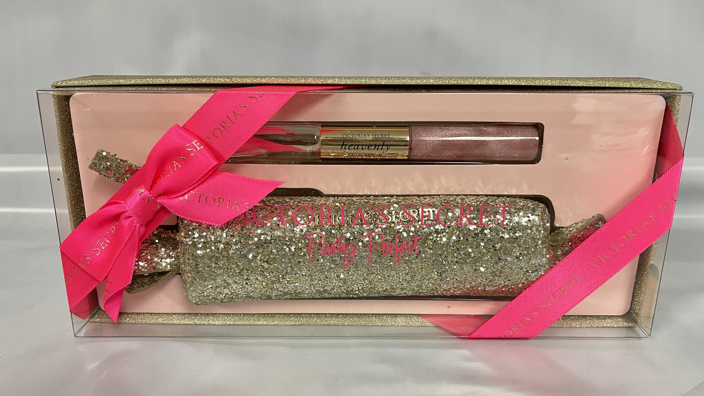 Bag Victoria's Perfume & Set Secret Rollerball Heavenly De Gold Eau Lip Glitter Gloss Party Duo Parfum Bag Sparkle