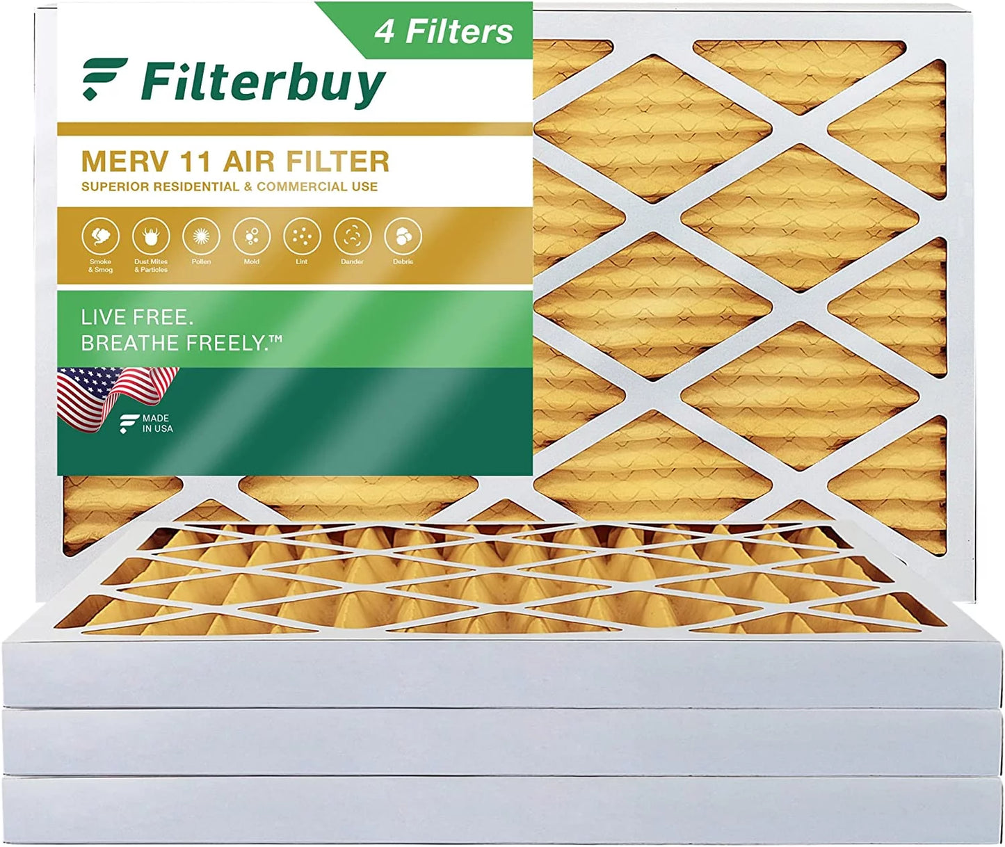 16x36x2 Filterbuy Air Pleated HVAC Filters 11 Furnace AC MERV (4-Pack)