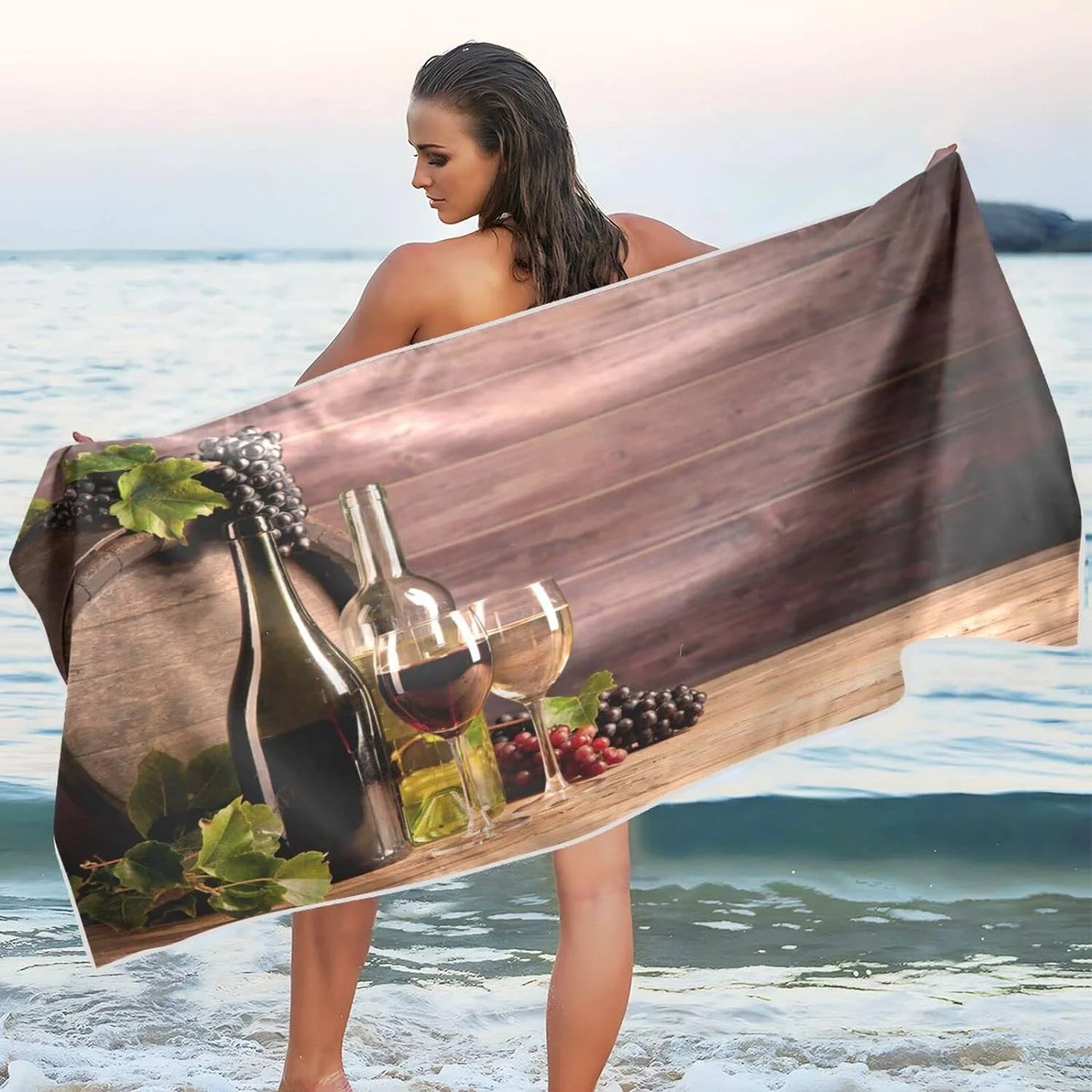 Wine Yoga Oversized Beach 31”X71” Lightweight Towel Bath Free Microfiber Thin Blanket, Dry Towel Quick Towel Sand Shower Bestwell Pool Towel, Board Swim Multipurpose