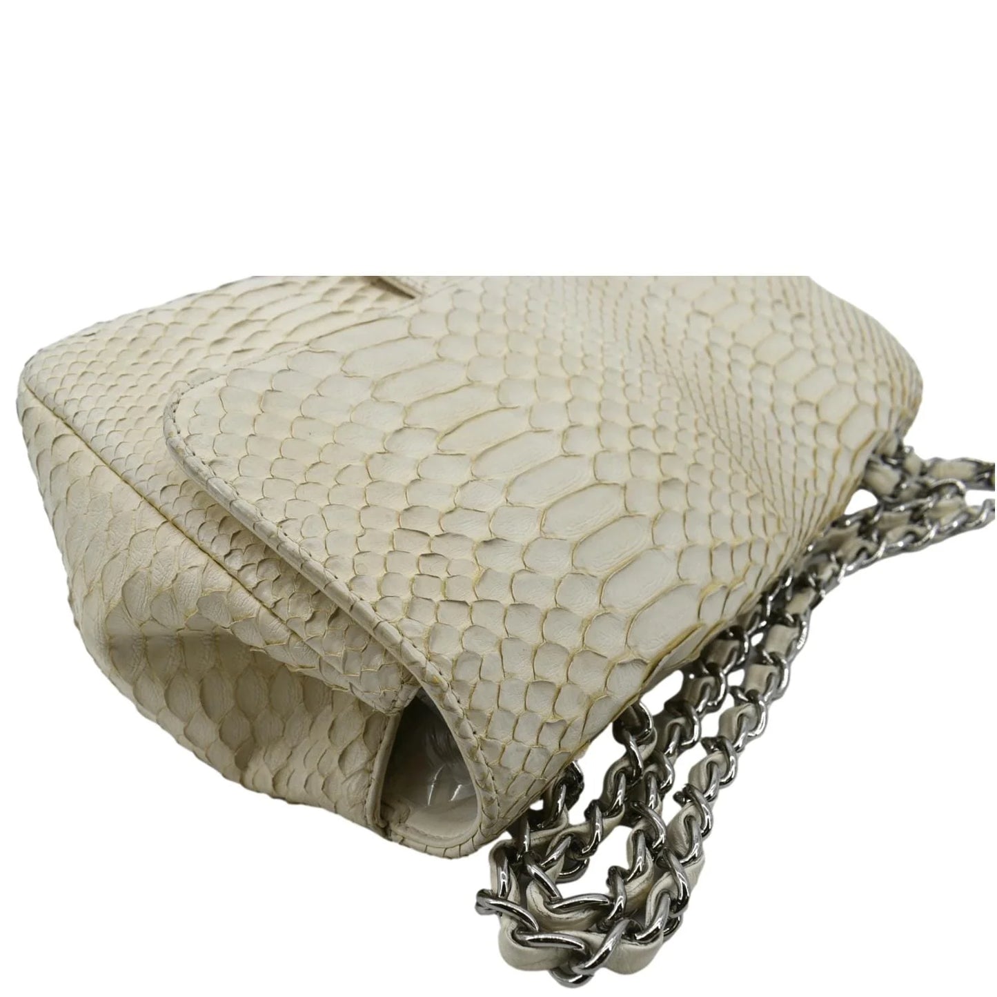 CHANEL Crossbody Pre-Owned Leather Ivory Flap Python Bag