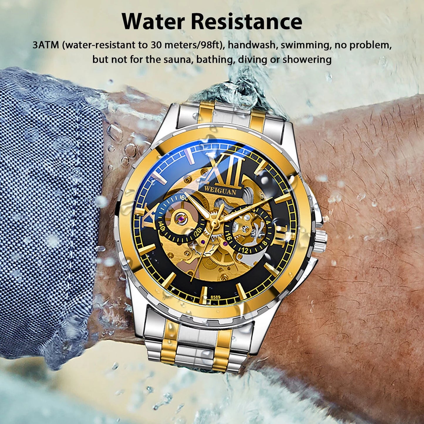 Business Stainless Automatic Mechanical Watch Waterproof Wrist Steel Luxury Men