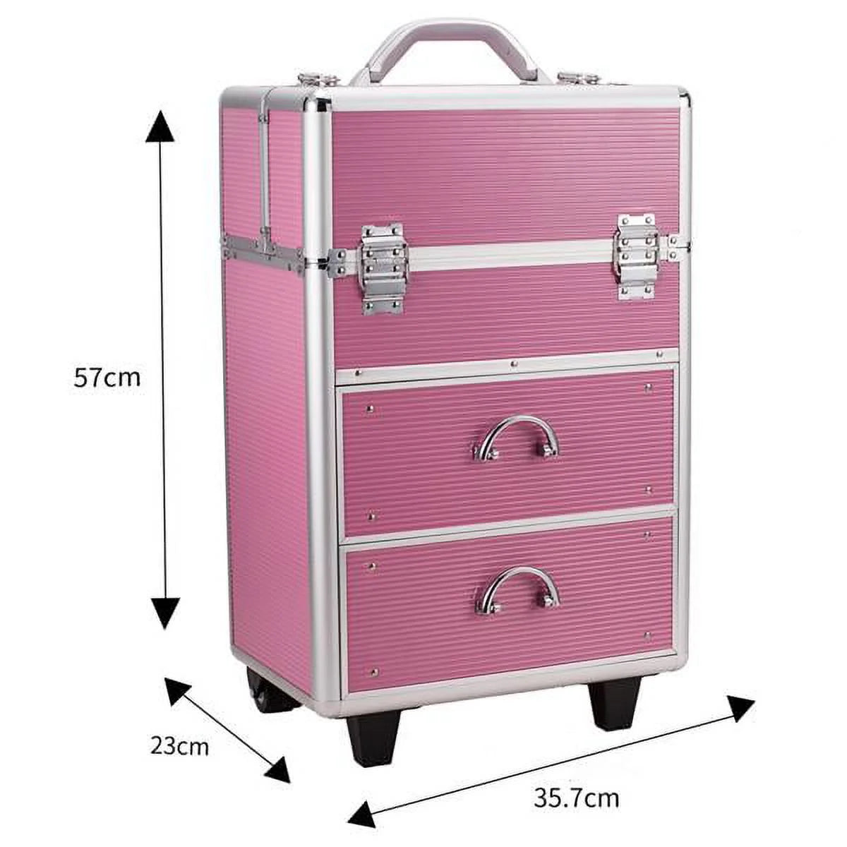 Lockable Tier with Cosmetic Train Case 4 Extendable Pink Trays Miekor Makeup