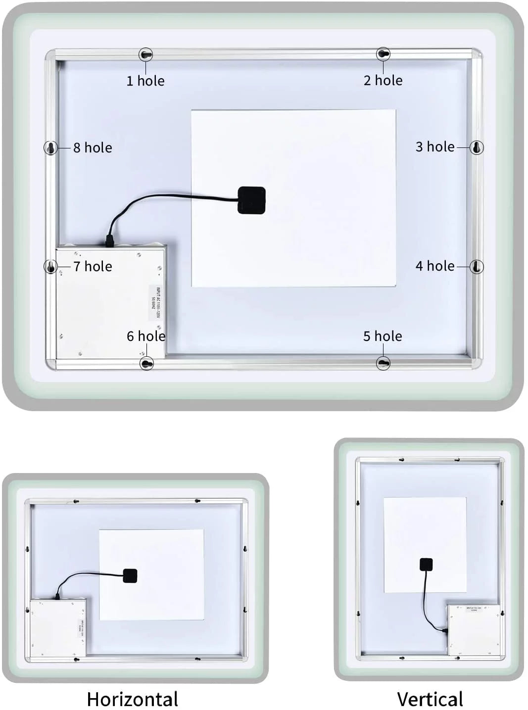 Transparent Wall Bathroom Inch Makeup Simple Dimmable Mirror White/Warm Large LED with Vanity Deluxe x 28 Anti-Fog Light(Horizontal/Vertical), 36