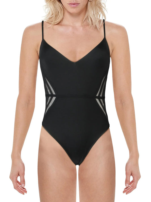 Stripe Seamed V-Neck Mesh Mio Swimsuit BCBG One-Piece Women's Azria Max