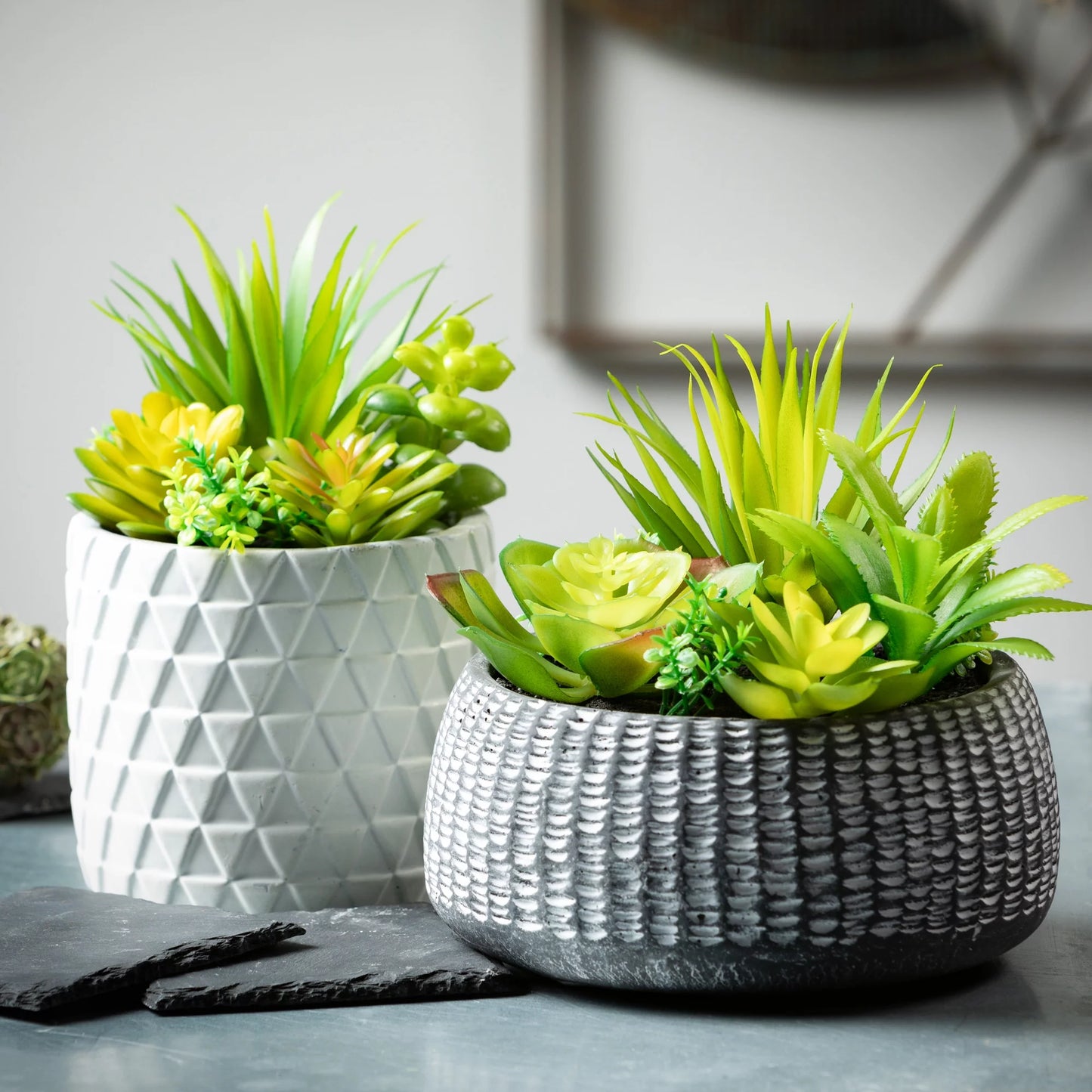 Sullivans In Succulent Planter Cement Green Artificial 6"H