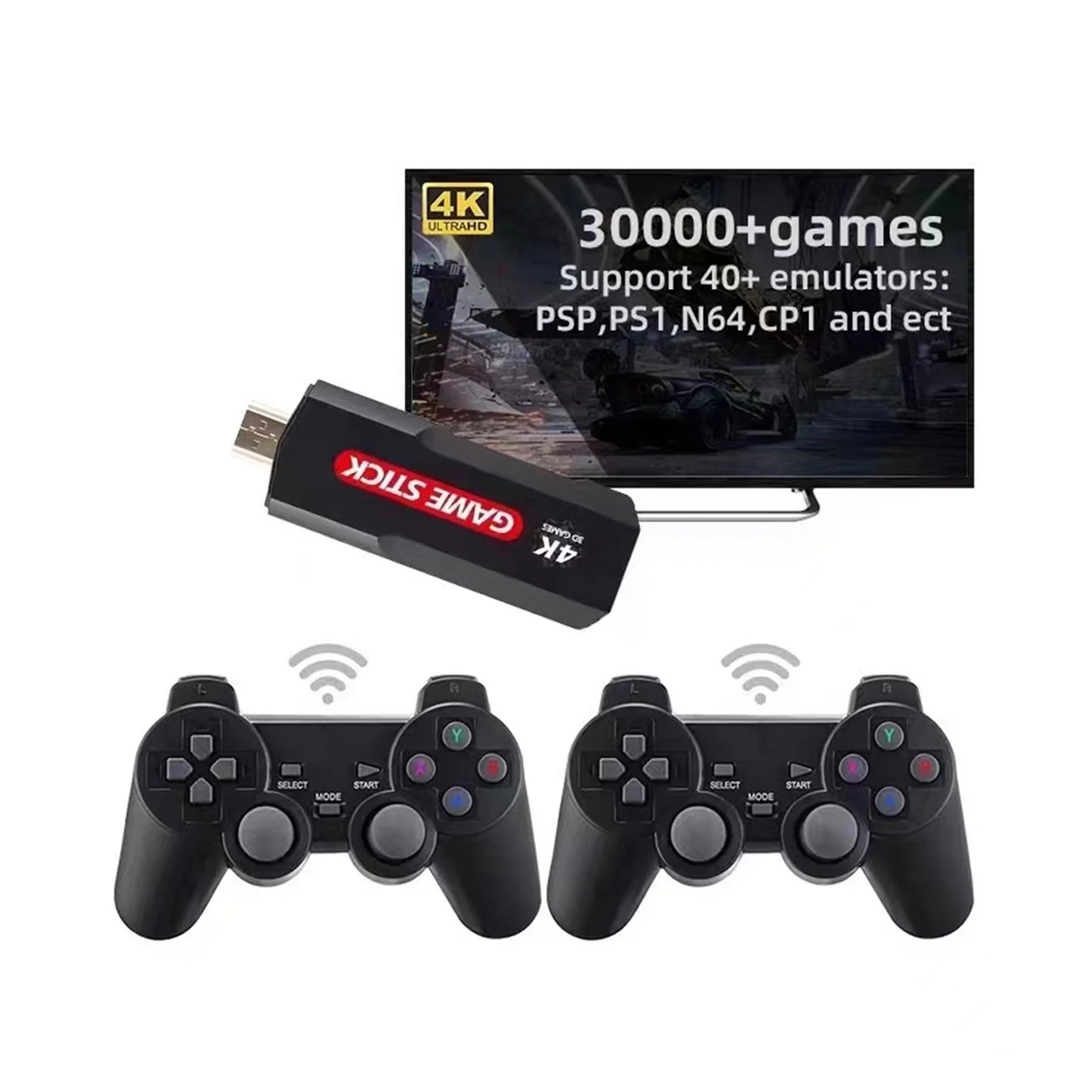 Double Games,128GB Console, Upgrade Retro Wireless Game Wireless Controller,30000+ X2 Console Stick Retro Games Plus