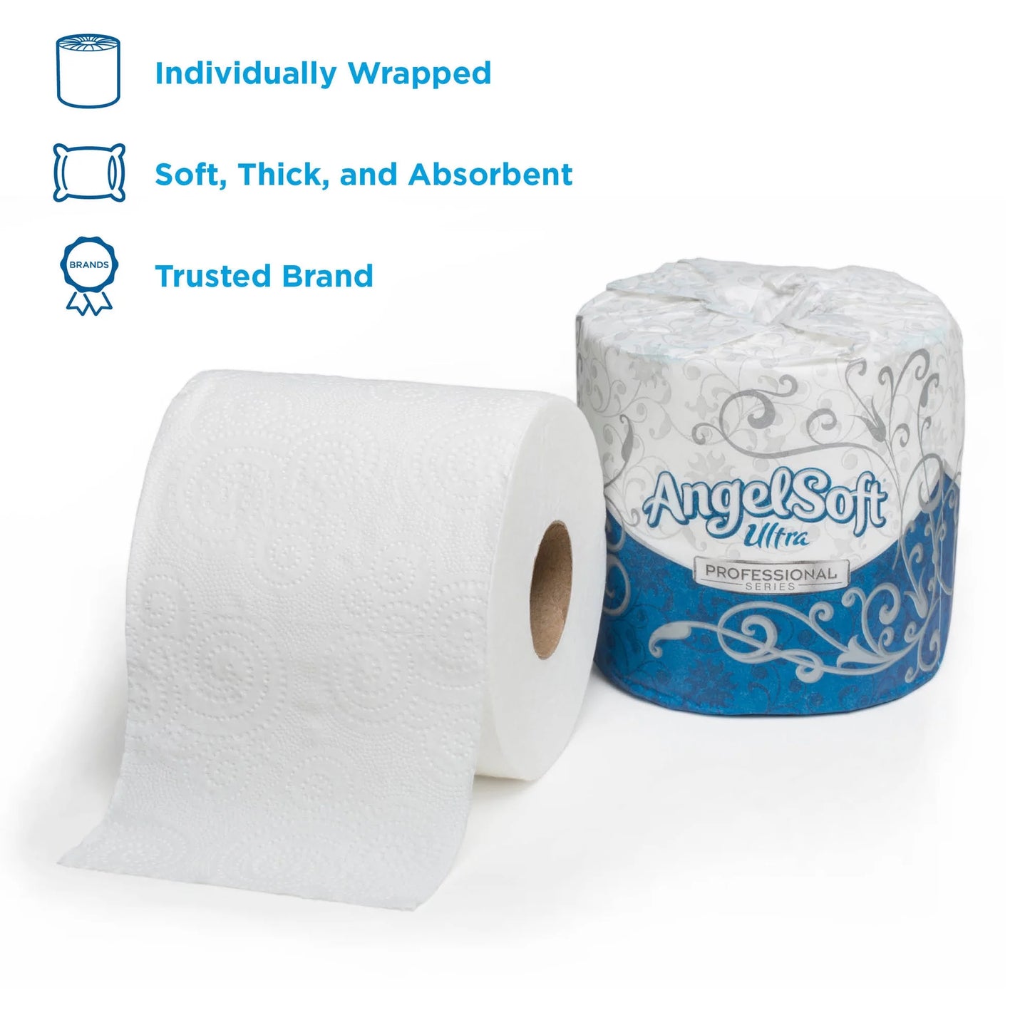 - - Absorbent Angel / Safe, 2 - by - Series Soft, For 4.05" Ultra 4.50" 60 White Toilet - Ply PRO Paper Septic Restroom Soft GP 400 - Professional x Embossed Carton Sheets/Roll