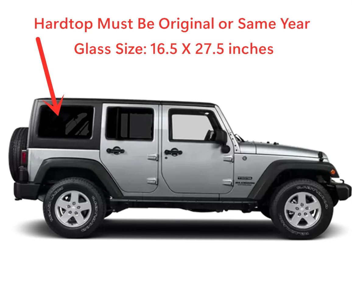 4 Door / Jeep Window 2018 Quarter Door Rear Passenger Wrangler Wrangler JK Models 4 Glass Compatible 2011-2017 Quarter with Side Right Models