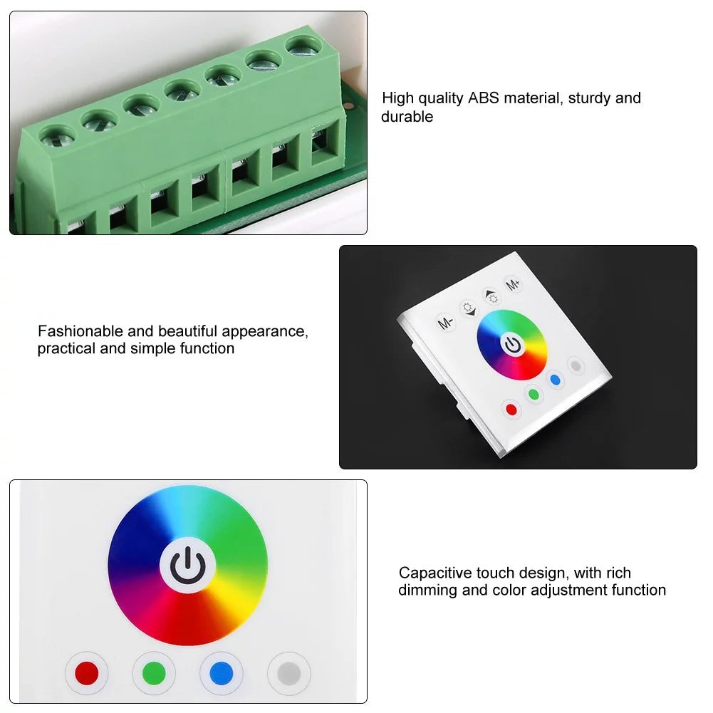 Panel Touch Controller Light(white) Colorful Controller Switch LED LED Mounted Wall Dimmer Jadeshay Panel Strip RGBW for