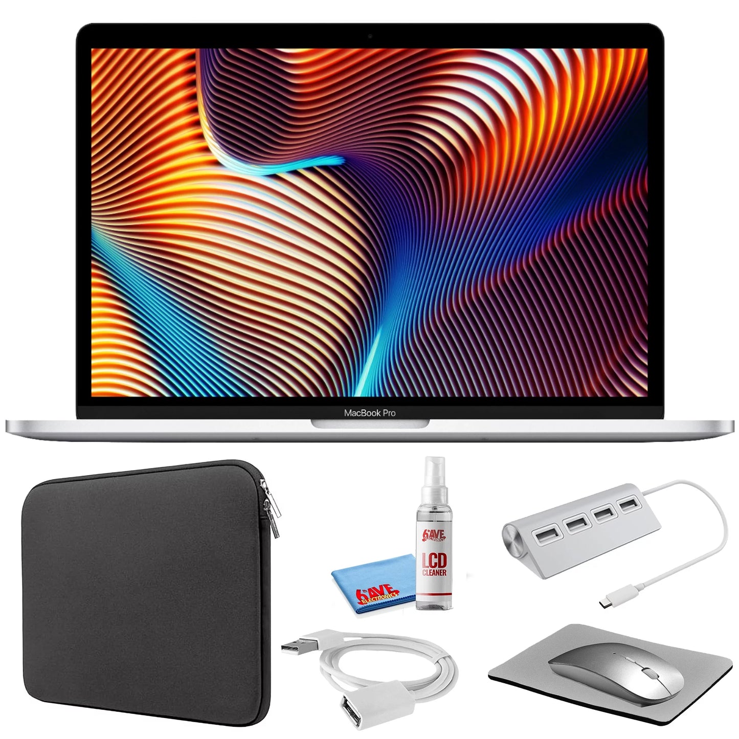 Pro 13-inch (i5 SSD) 256GB Kit Apple (Mid Sleeve + Bundle Black MacBook Zipper Silver - + with Kit 2018, Laptop MR9U2LL/A) (Refurbished) 2.3GHz, Starter Cleaning