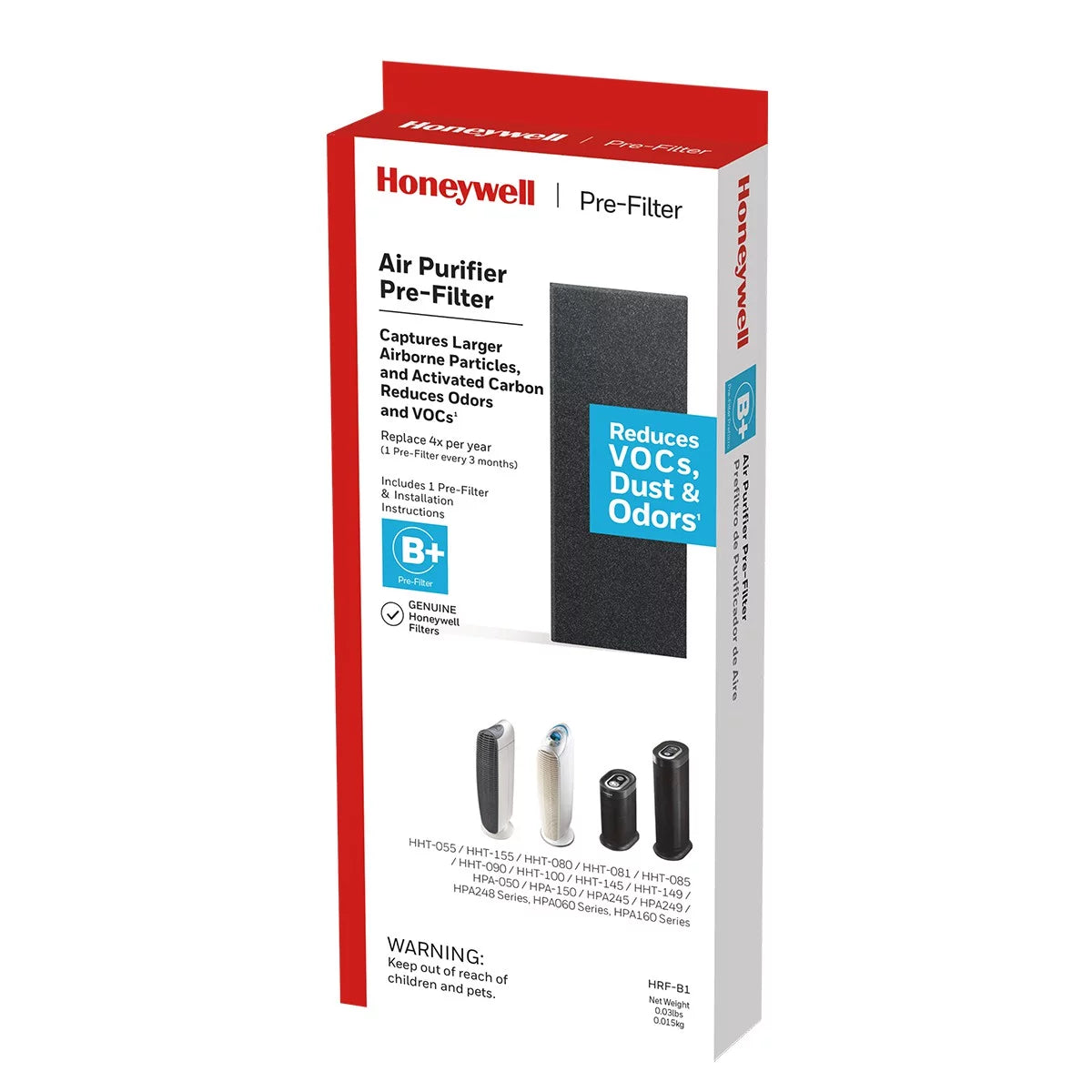 Allergen with Tower Pre-Filter Honeywell True HEPA Remover 2pk