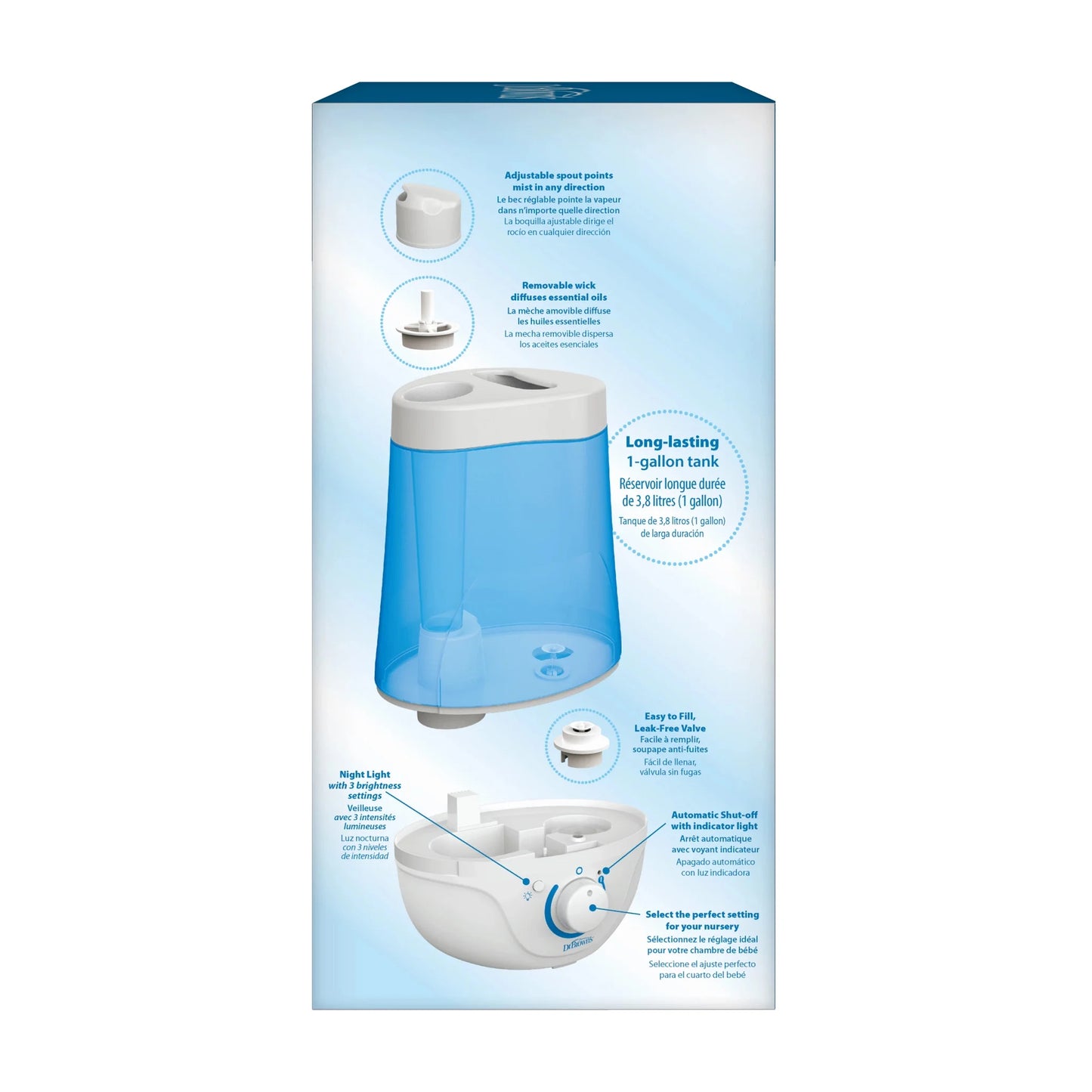 Nursery for Night Diffuser Dr. Optional Brown's and with Mist Ultrasonic Light, Baby Cool Humidifier